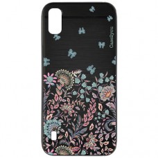 Capa para Samsung Galaxy A01 Case2you - Escovada Preta Floral Borboletas